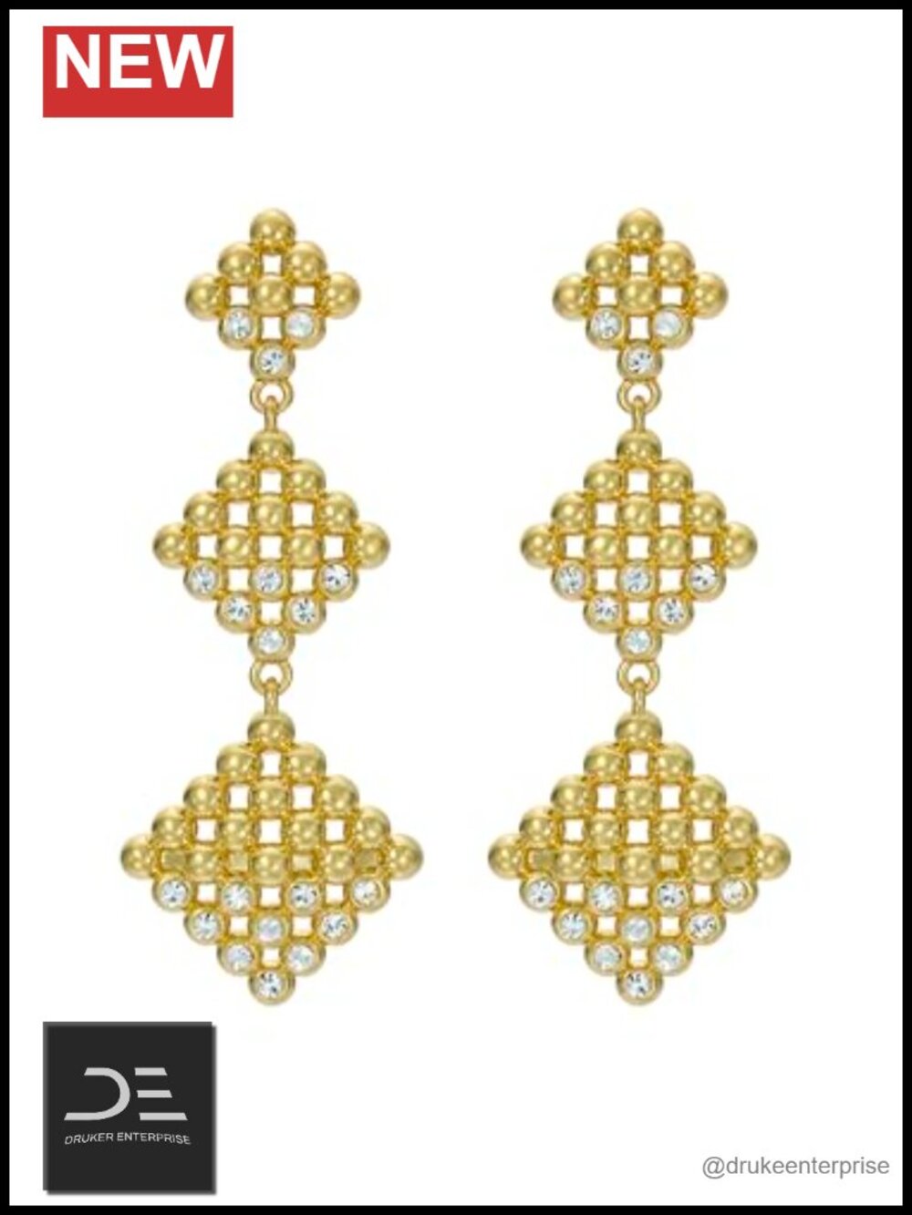 Gold-Plated Crystal Drop Lever Back Earrings for Women Elegant Gift